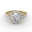 Fana Round Diamond Halo Engagement Ring With Pear-Shape Side Stones S3279