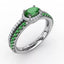 Emerald and Diamond Double Row Ring R1719E