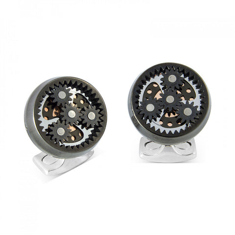 Deakin & Francis Sun & Planet Gear Cufflinks – Gunmetal Black - Chalmers Jewelers