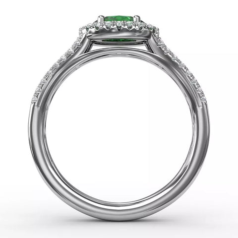 Halo Emerald and Diamond Ring R1605E