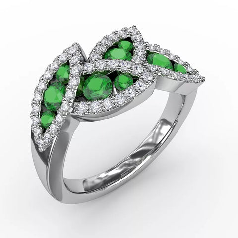 Fana Glam Galore Emerald and Diamond Leaf Ring 1597