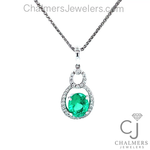 1.42ct Emerald & Diamond Pendant