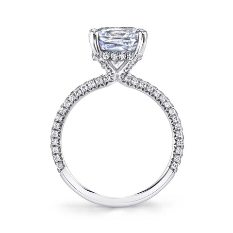 Cushion Cut Solitaire Engagement Ring With Pave Diamonds S1633-CU - Chalmers Jewelers