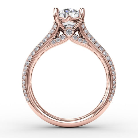 Fana Oval Diamond Solitaire Engagement Ring With Baguettes and Pavé 3310