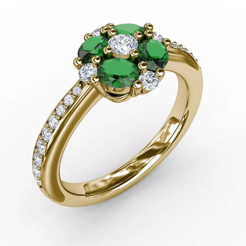 FANA Floral Emerald and Diamond Ring R1536E
