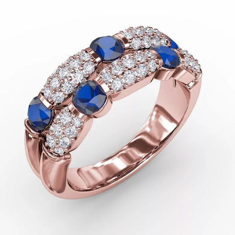 Fana Double Row Ruby and Diamond Ring 1592