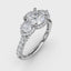 Fana Three-Stone Round Diamond Halo Engagement Ring 3217