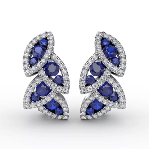 Fana Dramatic Sapphire and Diamond Leaf Earrings