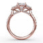 Fana Three-Stone Round Diamond Halo Engagement Ring 3217