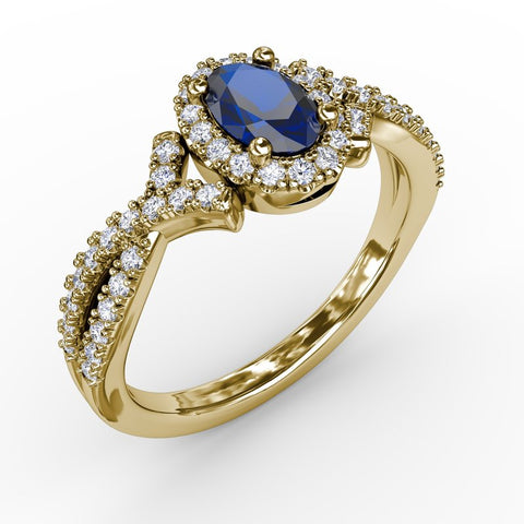 FANA Sapphire and Diamond Twist Ring R1662S