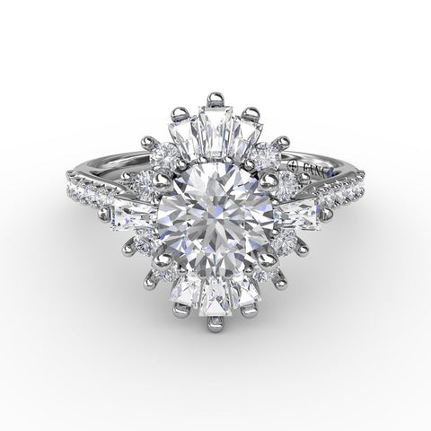 Fana Mixed Shape Diamond Halo Ballerina Style Engagement Ring S4023
