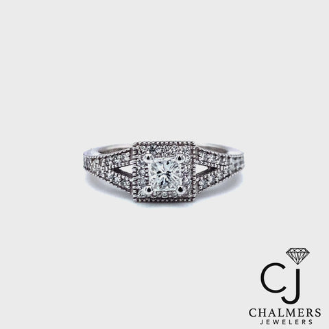 0.77ctw Princess Natural Diamond Engagement Ring