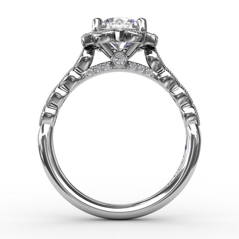 Fana Round Diamond Engagement With Floral Halo and Milgrain Details 3311