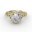 Fana Round Diamond Engagement With Floral Halo and Milgrain Details 3311