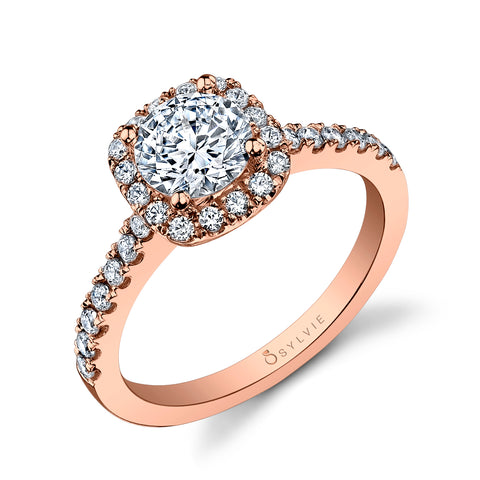 Cushion Halo Engagement Ring SY999 - RB-CH - Chalmers Jewelers