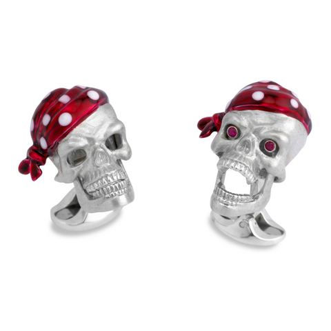 Deakin & Francis Silver Pirate Skull Cufflinks - Chalmers Jewelers