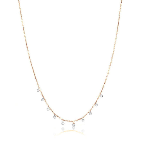 Gold Necklace with 10 Diamond Bezels