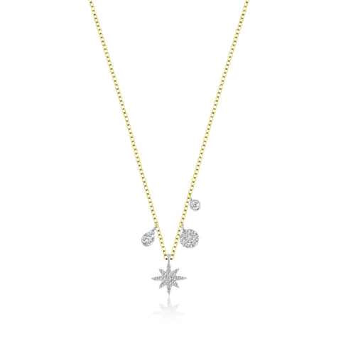 14k Gold Starburst Diamond Charm Necklace