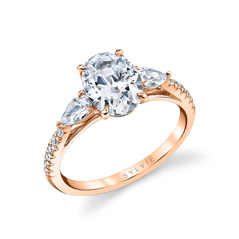 Sylvie Vanna Classic Oval Three Stone Engagement Ring S1966S