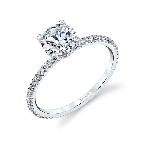 Sylvie CLASSIC PAVE ENGAGEMENT RING S2893