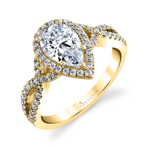 Pear Shaped Spiral Engagement Ring SY260 - Chalmers Jewelers