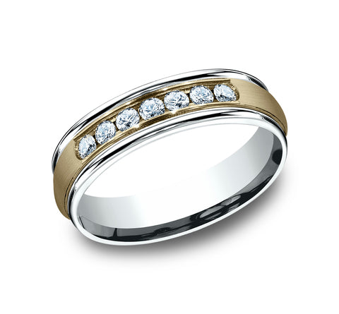 Benchmark 14k White and Yellow Gold with Diamonds 6mm Band CF176031D14KWY10