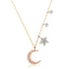 Yellow Gold Moon and Star Diamond Necklace